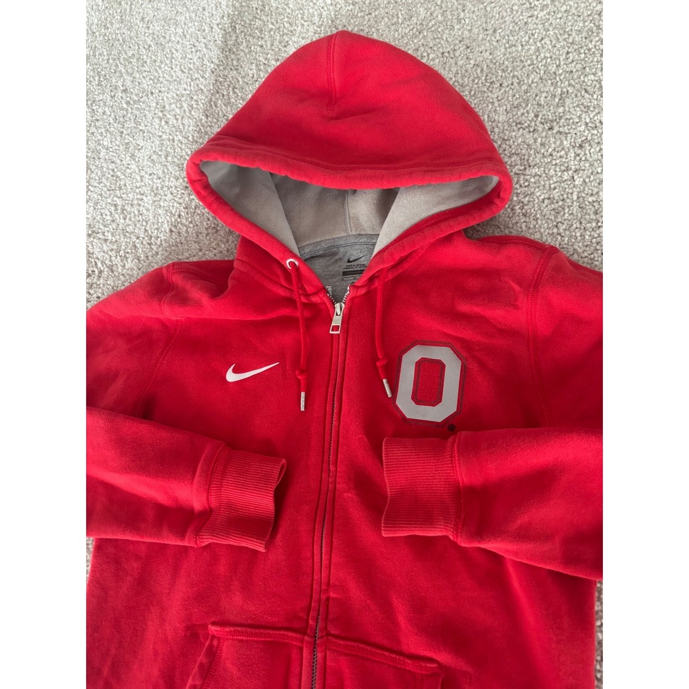 Nike Ohio State Buckeyes Full Zip Hoodie Red OSU NCAA Sweatshirt Womens Medium